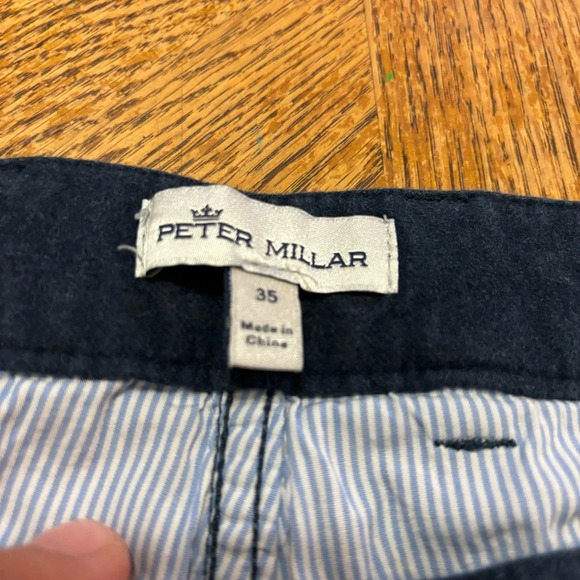 Peter Millar Wayfare Tencel Cotton Blend Slim Fit Pants in Navy Blue Mens Sz 35 - Picture 5 of 7